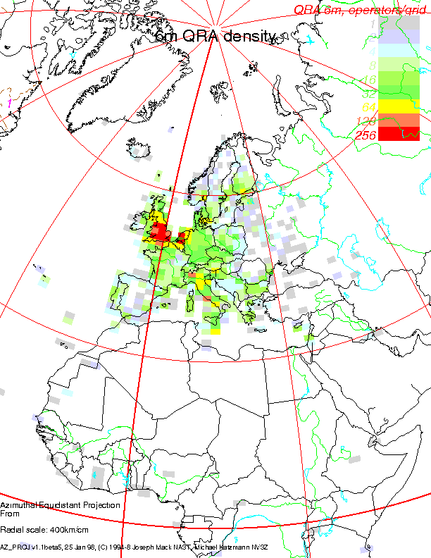 6m operator density in Europe, 4 char resolution