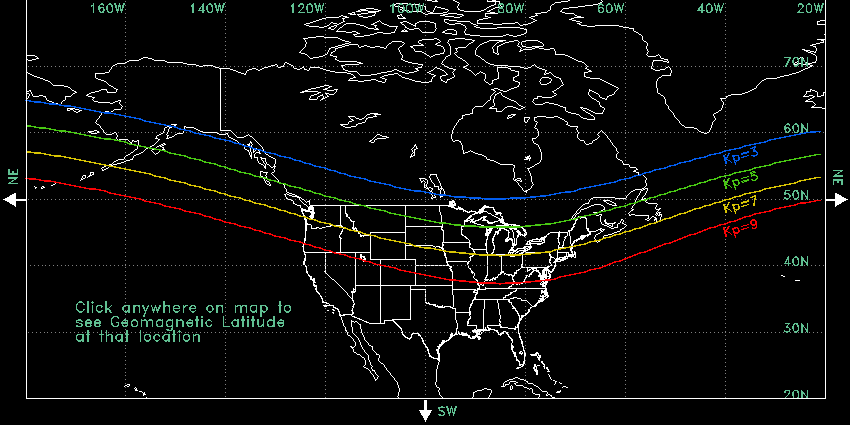 NE USA magnetic latitude